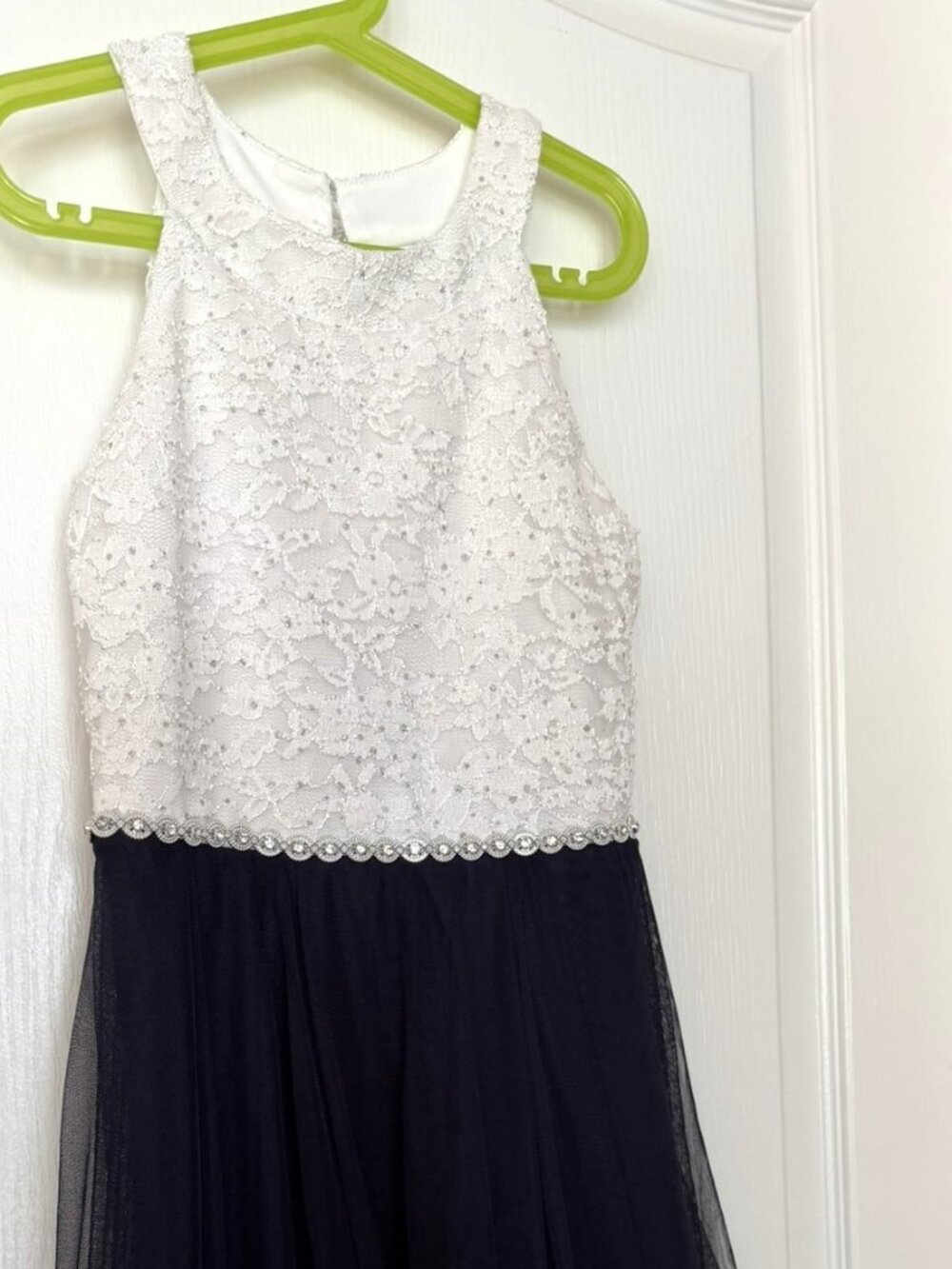 Girls Speechless Party Special Occasion Dress White & Navy Hi-Lo Hem Size 12